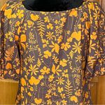 Porridge x Anthropologie Square Neck Puff Sleeve Cotton Poplin Babydoll Dress XS Orange Photo 11