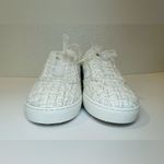 Stuart Weitzman  NWT‎ Daryl Cream White Tweed Leather Sneakers with Ribbon Laces Photo 6