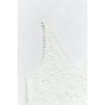 ZARA  V-Neck Contrast Crochet Knit Lace Midi Dress White Size S NWT Photo 5