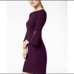 Calvin Klein  Purple 3/4 Bell Sleeve White Faux‎ Pearls Trim Sheath Dress Size 4 Photo 1