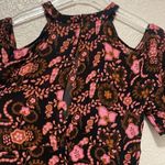 ALC Frank A.L.C. Emile Silk Floral Silk Cold-Shoulder Dress, Black/Henna/Pink Size 2 Photo 7