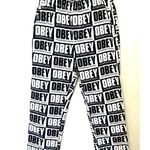 Obey  Worldwide Splash Black White Pull On Drawstring Straight Leg Pocket Pant S Photo 1