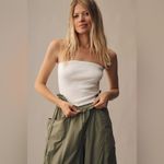 Anthropologie Daily Practice  Best Shot Jumpsuit Green White Twofer Strapless XS Photo 1