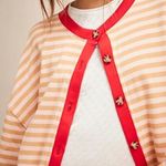 Free People Classic Striped Oversized Cardigan in Beige/Red - M Photo 1