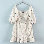 Majorelle  Michelle Star Multi Embroidered White Cutout Linen Blend Mini Dress Photo 1