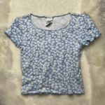 destined Blue Floral Cropped Tee Shirt Photo 0