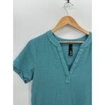 Bobi  T-Shirt Dress Women Medium Blue V Neck Gauze Mini Summer Boho Coastal Photo 2