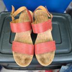 Kork-Ease  Austin Wedge Sandals Red Leather‎ Heel Slingback Women's 10 Comfort Photo 2