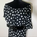 City Streets Off-the-Shoulder Pokadot Sheath Dress Photo 3