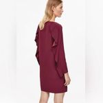 COS Scalloped Long Sleeved Mini Nubu Dress Burgundy Maroon 4 Photo 1