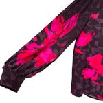 Nine West  Brown Hot Pink Print Blouse size Medium High Neck Long Sleeves NWT Photo 5