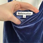 Reformation  Nya Velvet Maxi Dress in Danube Blue and Black Bow Ribbon Straps Photo 6