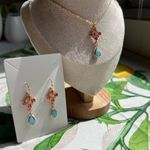 Orange Amber Crystal Turquoise Jewelry Set, Diamond Cross, Teardrop, Casual Photo 5