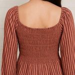 American Eagle Women's Size Large Red Long Sleeve Square Neck Stripe Top Photo 1