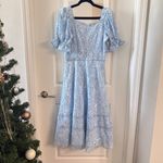 Rachel Parcell  Blue Floral Lace Puff Sleeve Midi Dress – Size L Photo 5