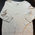 Elle Womens Size Medium Gray Sweater Faux Pearl Winter Work Business Holiday Photo 0