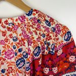 Rose + Olive Floral Smocked Tunic Top Size 1X Multicolor Lightweight Boho Office White Photo 2