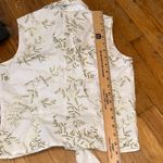 Geoffrey Beene Geoffrey‎ Beene White and Green Leaf Print Sleeveless Shirt Size 4 Photo 5