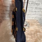 Italian made Woven‎ Navy Blue and natural woven Tote Bag Tan Photo 7