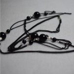 Source Unknown Gothic Black Chain Link Beaded Silver Tone Spacers 50 In. Double Strand Necklace Photo 1