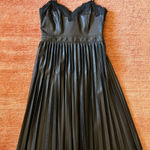 EXPRESS  Black Faux Leather Pleated Dress Lace Trim Size S/M Photo 0