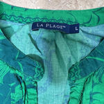 La Plage Maye Pintuck Cotton Green Dragon Mini Dress Long Sleeve LG Pockets Photo 4