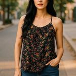 Women’s Tucker For Target Floral Silky Romantic Spaghetti Strap Tank Top Medium Blue Photo 1