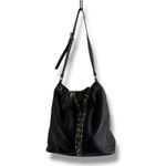 MICHAEL Michael Kors Black and Gold Shoulder Bag with Chain Detail Bucket Photo 3