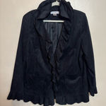 Rafael Woman Women's Blazer Jacket Ruffle Hook Closure Polyester Black Size 1X‎ Photo 0