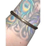 Women's Leaf Pattern Rhinestone Studded Hinge Bangle Bracelet Orange Photo 4