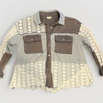 POL Oversized Contrast Lace Crochet Button Down Shirt Women’s Boho Casual Top Photo 0