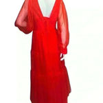 Gorgeous sexy v neck wedding gown long puffy sleeve. Red Size 12 Photo 6