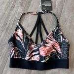 Puma floral Black and Cream Sports Bra Photo 2