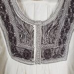 Free People  Womens M Iggie Embroidered Blouse in Ivory/Black Bean NEW Photo 5