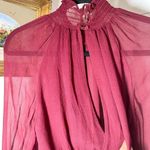Gilner Farrar Dell Chiffon Blouse Ruby Burgundy Maroon Size Small Purple Photo 6