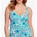 Swim Solutions Tankini Top Size 8 'Fits Up to a D Cup' Triple Tier NWT Blue Photo 0