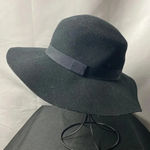 H&M  DIVIDED WOMENS BLACK 100% WOOL HAT BLACK RIBBON BAND  GOOD CLEAN CONDITION Photo 5