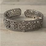 Judith Ripka  Garland Silver Diamonique Hinged Cuff Bracelet Photo 4