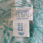Sigrid Olsen  Linen Pullover Top Floral Print Side Buttons Turquoise Size 1X Photo 7