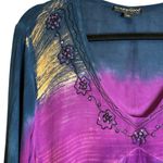 Greater Good‎ Purple Blue Colorful Beaded Tunic Bohi Hippie Festival L/XL Rayon Pink Size undefined Photo 4
