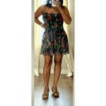 Urban Outfitters Mini Dress Abstract Print Ruffle Moxie Green Womens Size M Photo 6