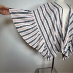 Laurie Felt Linen Blend Open Front Cardigan Flutter Sleeve Women’s Size M/L Blue Photo 4