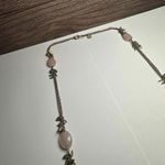 Talbots  Pink Stone Leaf Charms Gold Tone Station Necklace Signed Photo 8