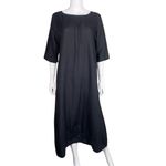 Bryn Walker  Lagenlook Black Light Linen Midi Dress Photo 2