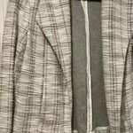 Elle  Cream Black Gray Cotton Tweed Lightweight Unlined Open Front Blazer Size S Photo 0