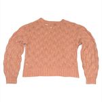 Pink Rose Open Knit Leaf Design Cropped Sweater Peach Women’s Small Photo 1