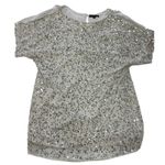 Aidan Mattox Dress Womens Size 14 White Silver Cold Shoulder Sequin Silk Party Photo 2