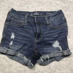 Hollister Shorts Womens 00 Denim Mid Rise Distressed Cuffed Ripped Stretch Photo 0
