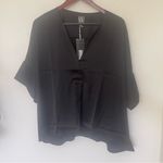 Worthington XXL Solid Black Sleek Women's Blouse Short Sleeve Flowy Photo 1