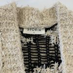 Storia Cardigan Small Black Ivory Open Front Houndstooth Preppy Knitwear Photo 3